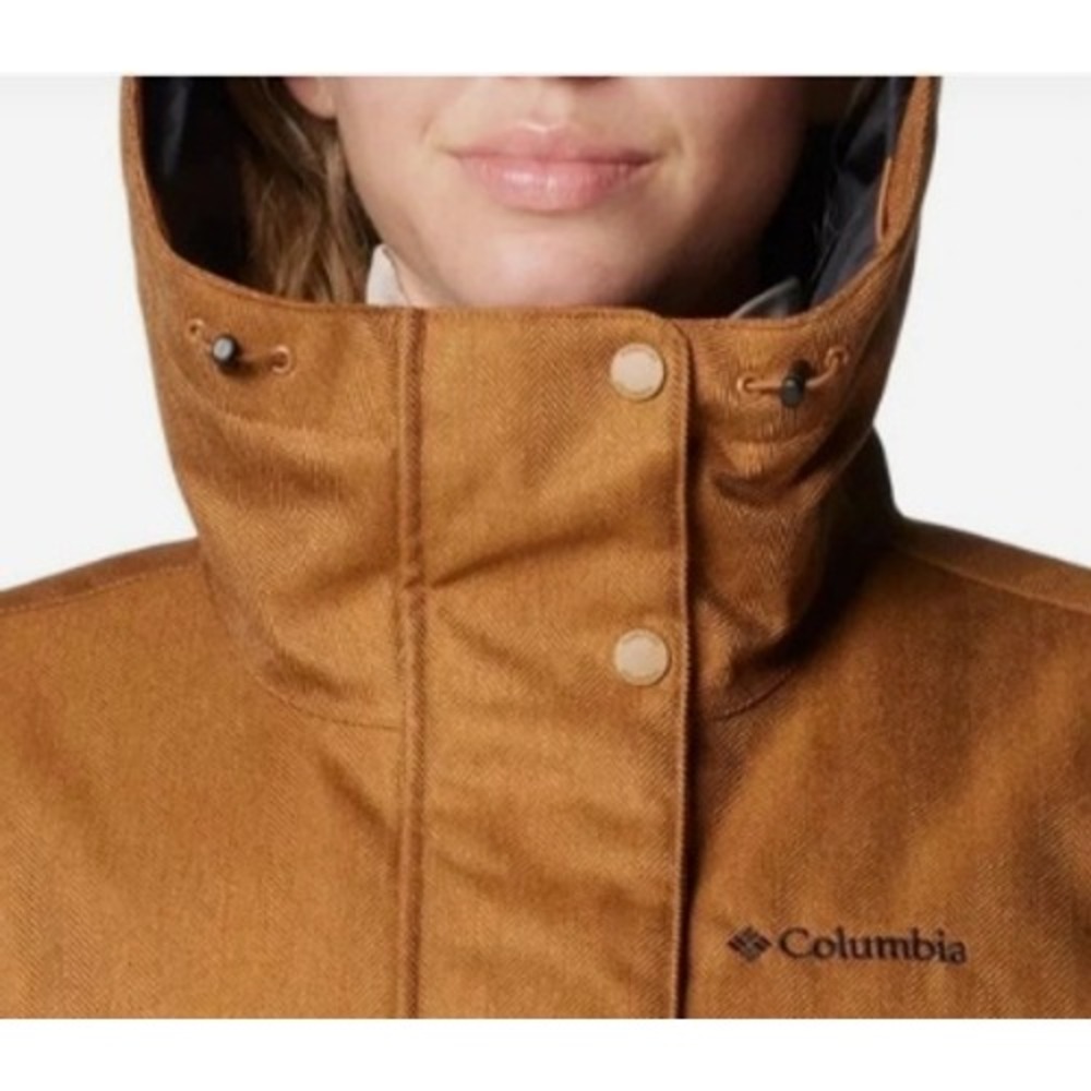 COLUMBIA Portland Point Parka Womens XL Brown‎ Herringbone Omni-Tech Hooded - Picture 3 of 13